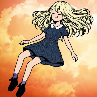 realistic girl floating