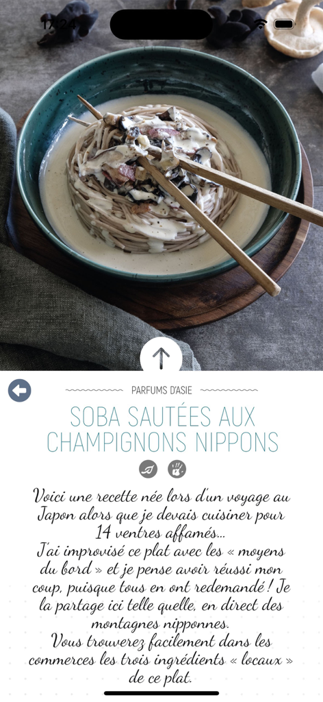 Flexi Food - Una receta saludable de fideos soba con champiñones japoneses en la aplicación Flexi Food