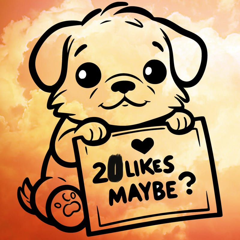 a puppy holding a sign that says 2 likes maybe?