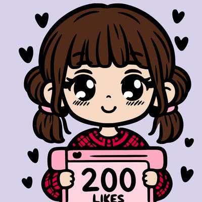 cute girl holding 200 likes