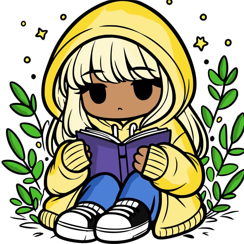 girl in oversized hoodie reading a book