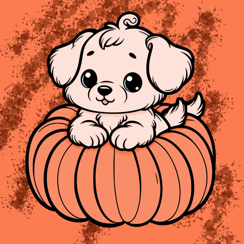 cute little puppy in a pumpkin