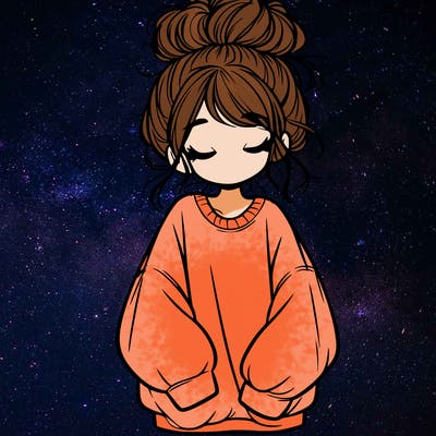 girl with baggy sweatshirt and messy bun