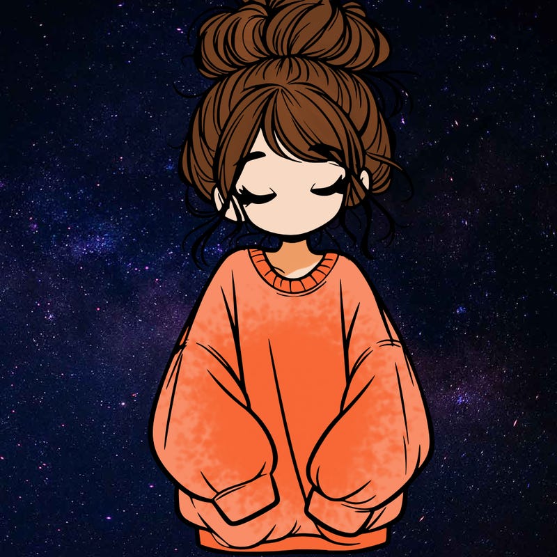 girl with baggy sweatshirt and messy bun