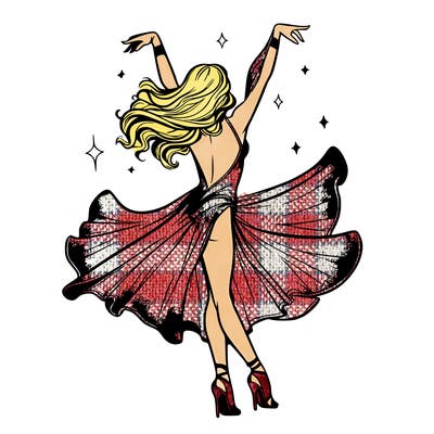 dancer dancing with a shimmery costume on realistic