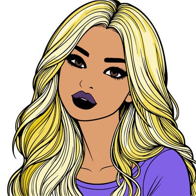 realistic girl with hair on her hair and lips