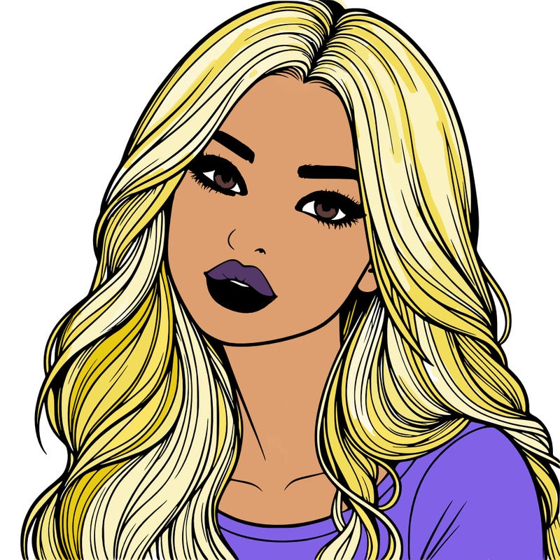 realistic girl with hair on her hair and lips