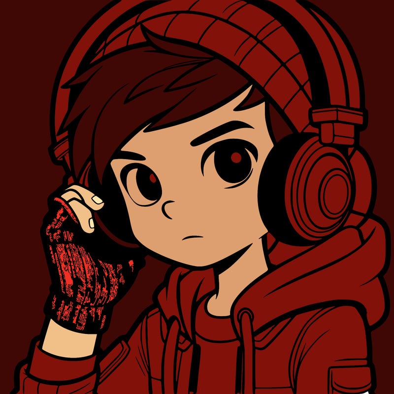 boy with headphones and fingerless gloves