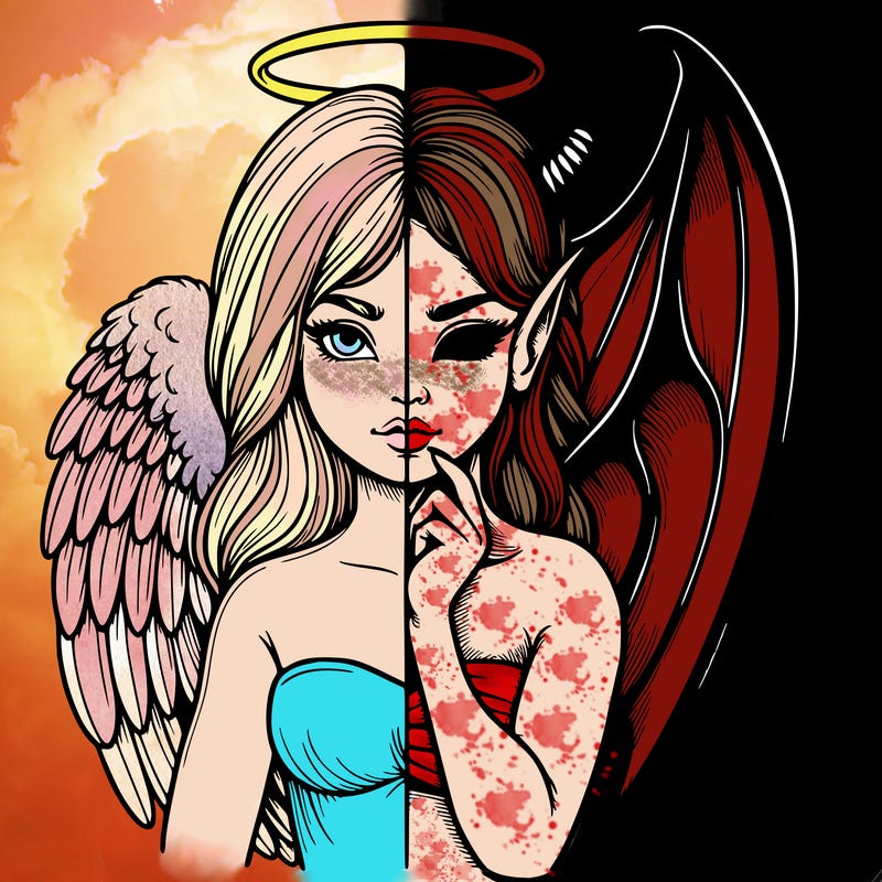 realistic angel half demon