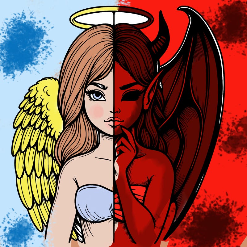 realistic angel half demon