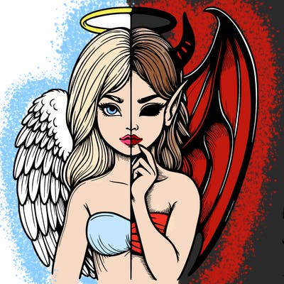 realistic angel half demon