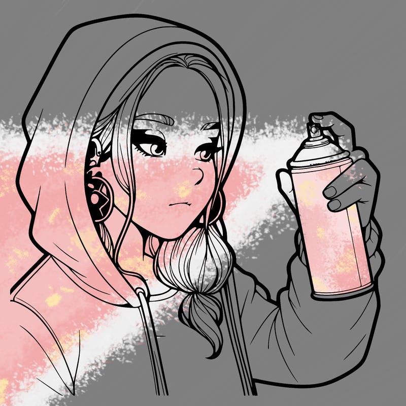 a realistic girl, spray painting