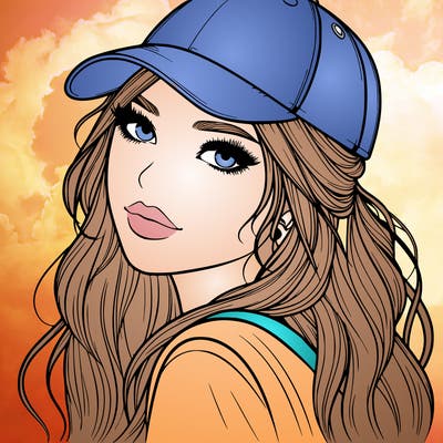 realistic beautiful girl with backward cap