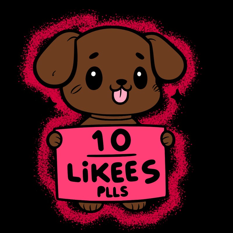 cute dog holding a sign saying 10 likes pls