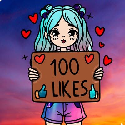 girl holding a sign saying 100 likes