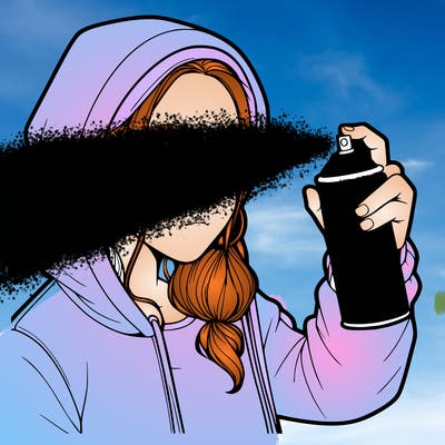 a realistic girl, spray painting