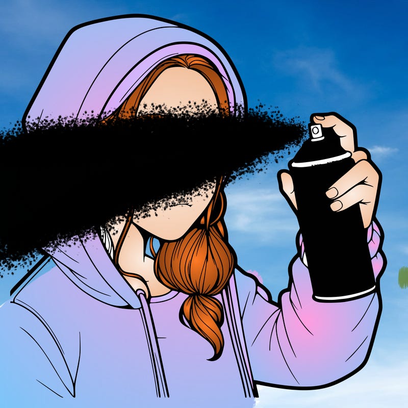 a realistic girl, spray painting