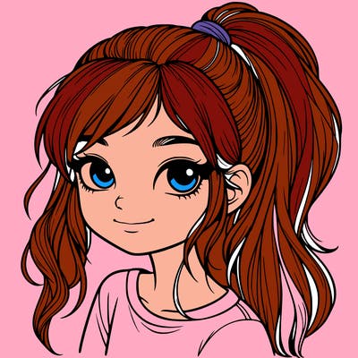 realistic girl with ponytail