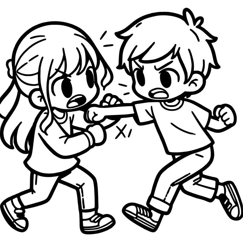 a girl and a boy fighting