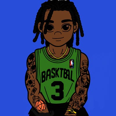 a boy with braids tattoos basketball jersey