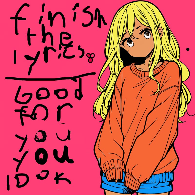 manga teen girl  in a sweater and baggy pants