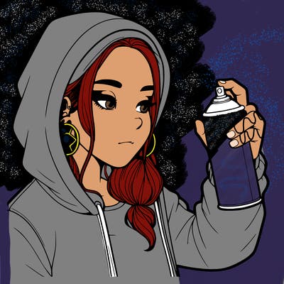 a realistic girl, spray painting