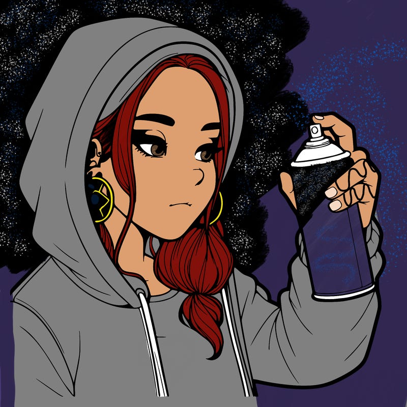 a realistic girl, spray painting