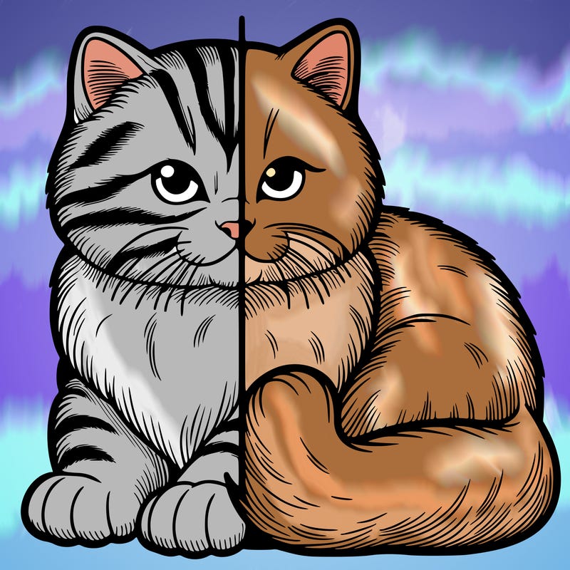 realistic split cat