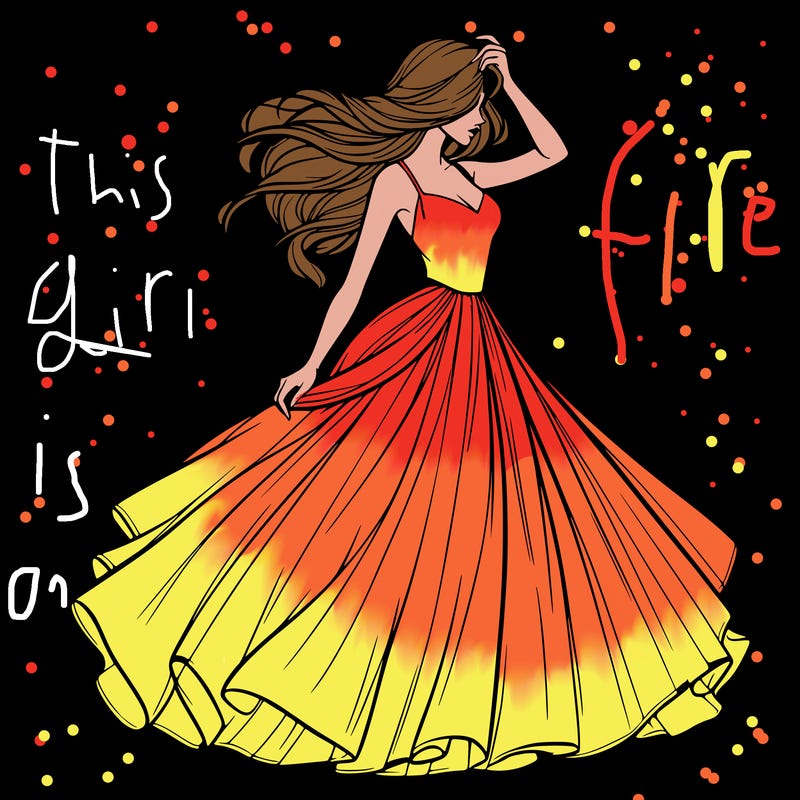 realistic woman with dress flowing in the wind