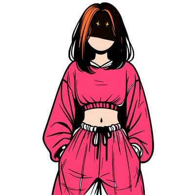realistic girl faceless with baggy pants and a crop top