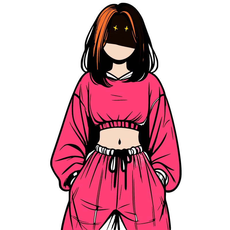 realistic girl faceless with baggy pants and a crop top