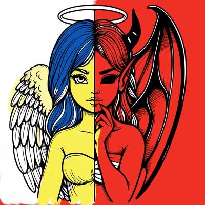 realistic angel half demon