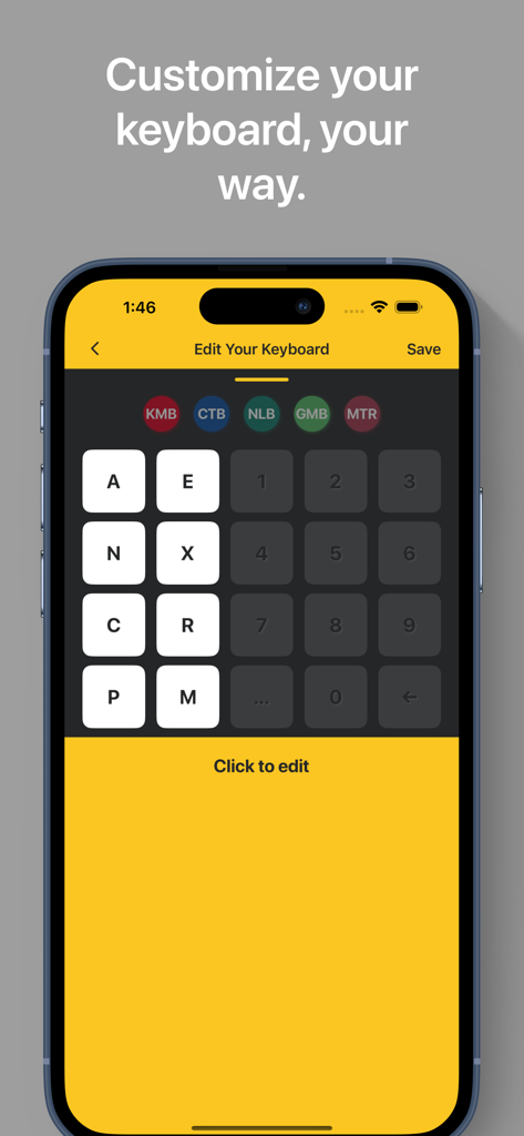 홍콩 버스 탐색을 위한 HKBUS 앱의 사용자 지정 키보드 편집기.