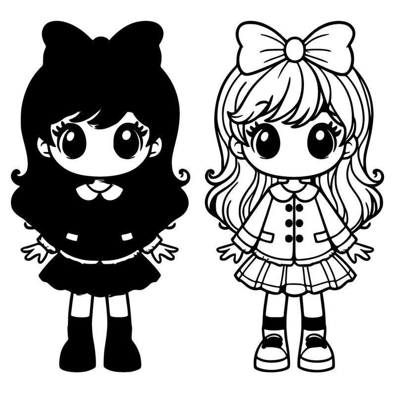 orange hair girl with buttoned shirt and skirt eyes and a bow kid