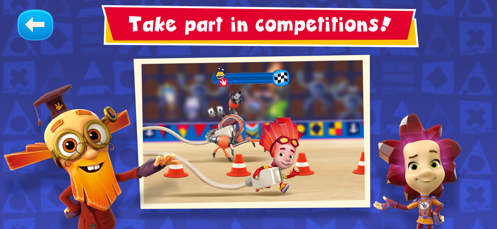 Fixies characters participating in a racing competition against Crabots