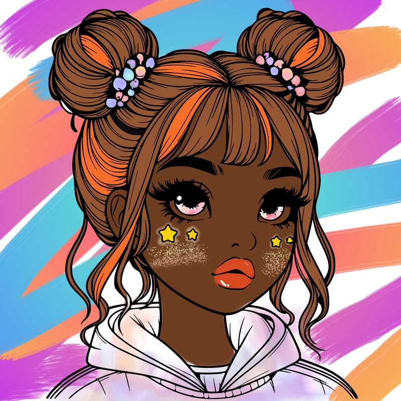 realistic girl with space buns
