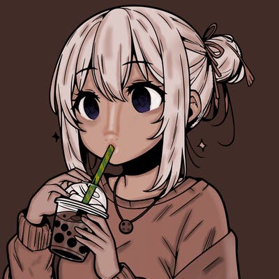 manga character drinking boba