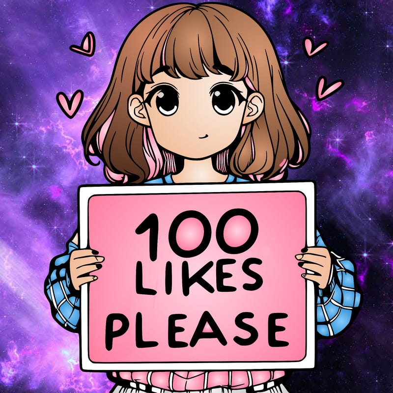 a girl holding a sign saying 100 likes please