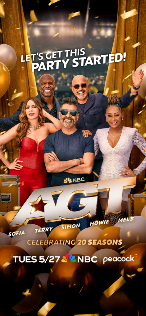 Jurados do Americas Got Talent celebrando 20 temporadas na NBC