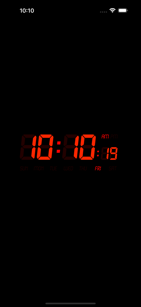 Alarm Clock - Wake Up Easily! - Aplicación de reloj despertador digital con pantalla LCD roja retro sobre un fondo negro