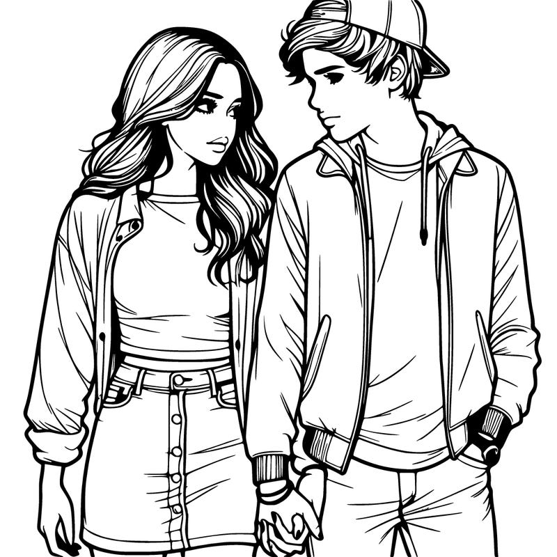 realistic teen couple holing hands