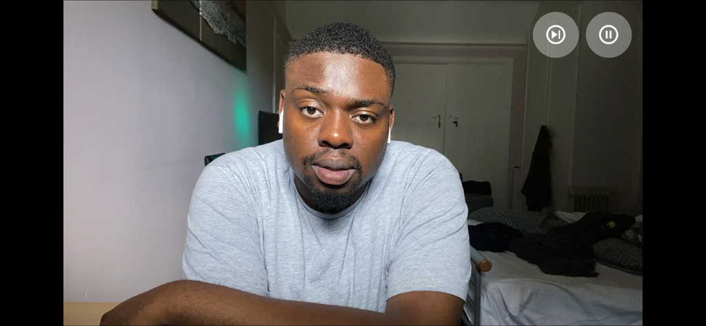 A scene from Five Dates featuring protagonist Vinny on a video call.