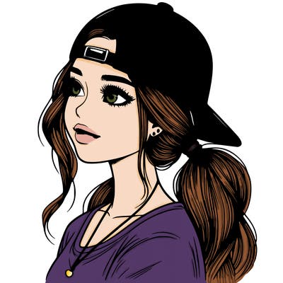 realistic girl with a backwards hat