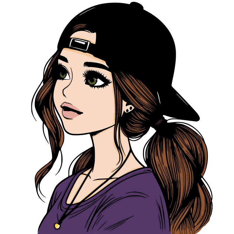 realistic girl with a backwards hat
