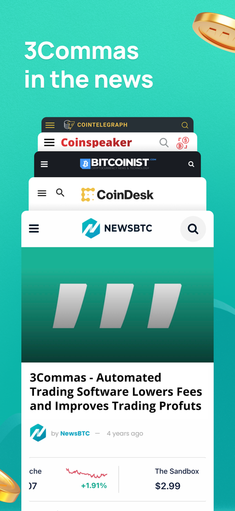 3Commas: Crypto Trading Tools - Una raccolta delle principali pubblicazioni di notizie sulle criptovalute che presentano 3Commas, tra cui Cointelegraph, CoinDesk e NewsBTC.