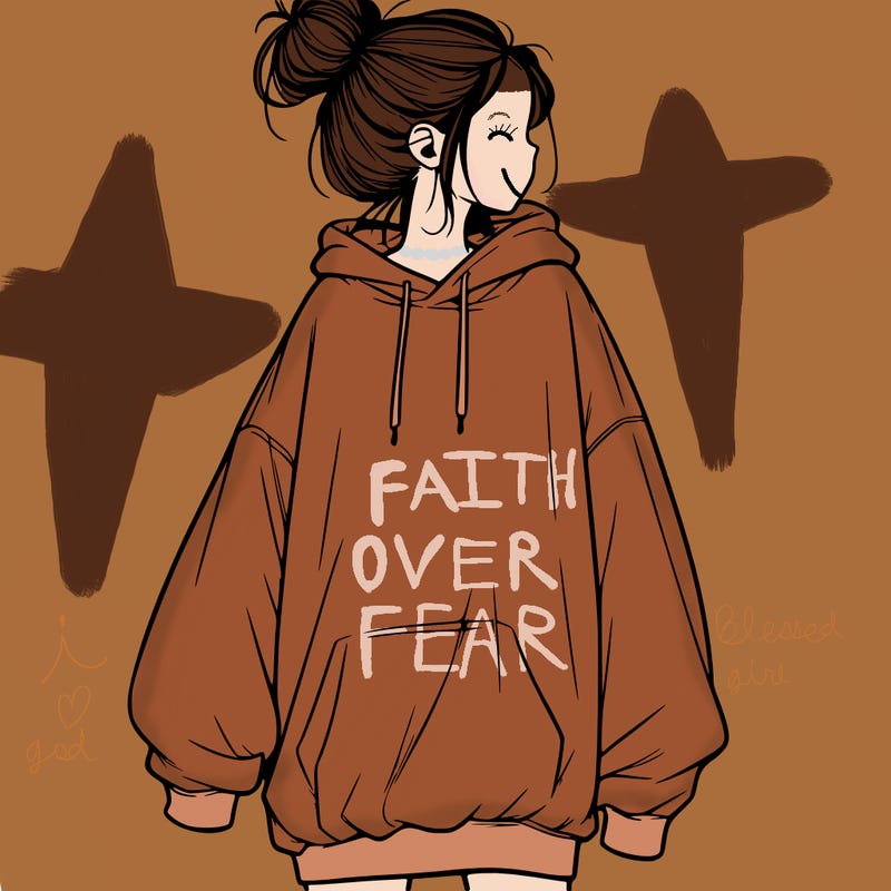 realistic girl with a oversized sweatshirt on and a bun