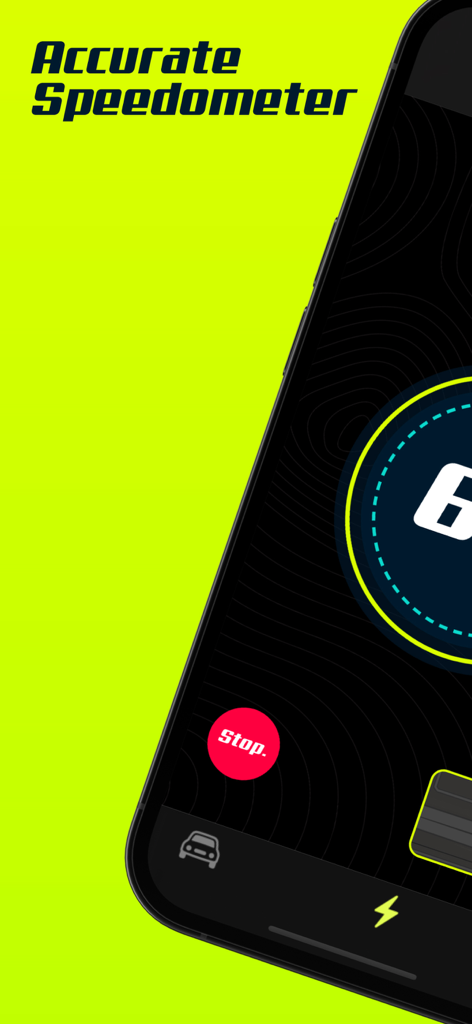 Bolt Speed: speedometer - Bolt Speed App-Oberfläche mit einem genauen Tacho auf einem iPhone