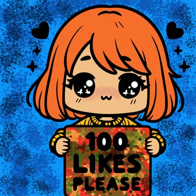 cute girl holding a sign saying 100 likes please