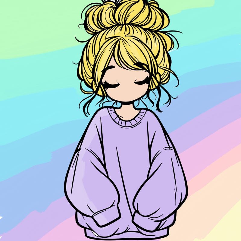 girl with baggy sweatshirt and messy bun