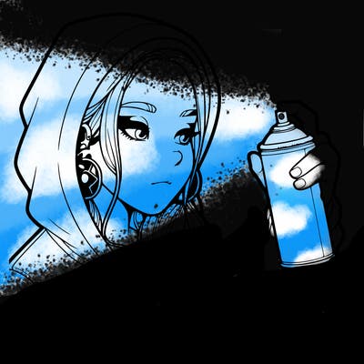 a realistic girl, spray painting